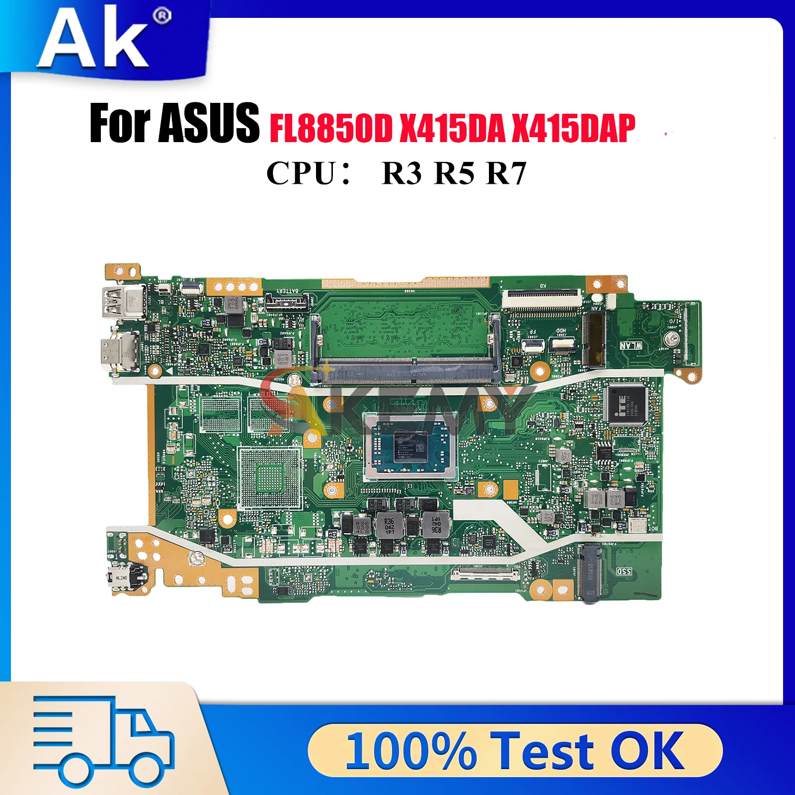 X415DA Laptop Motherboard For ASUS VivoBook X415DAP X415D FL8850D X415DA Notebook Mainboard With R3 R5 R7 CPU 100% tests OK stk
X415DA Laptop Motherboard For ASUS VivoBook X415DAP X415D FL8850D X415DA Notebook Mainboard With R3 R5 R7 CPU 100% tests OK stk