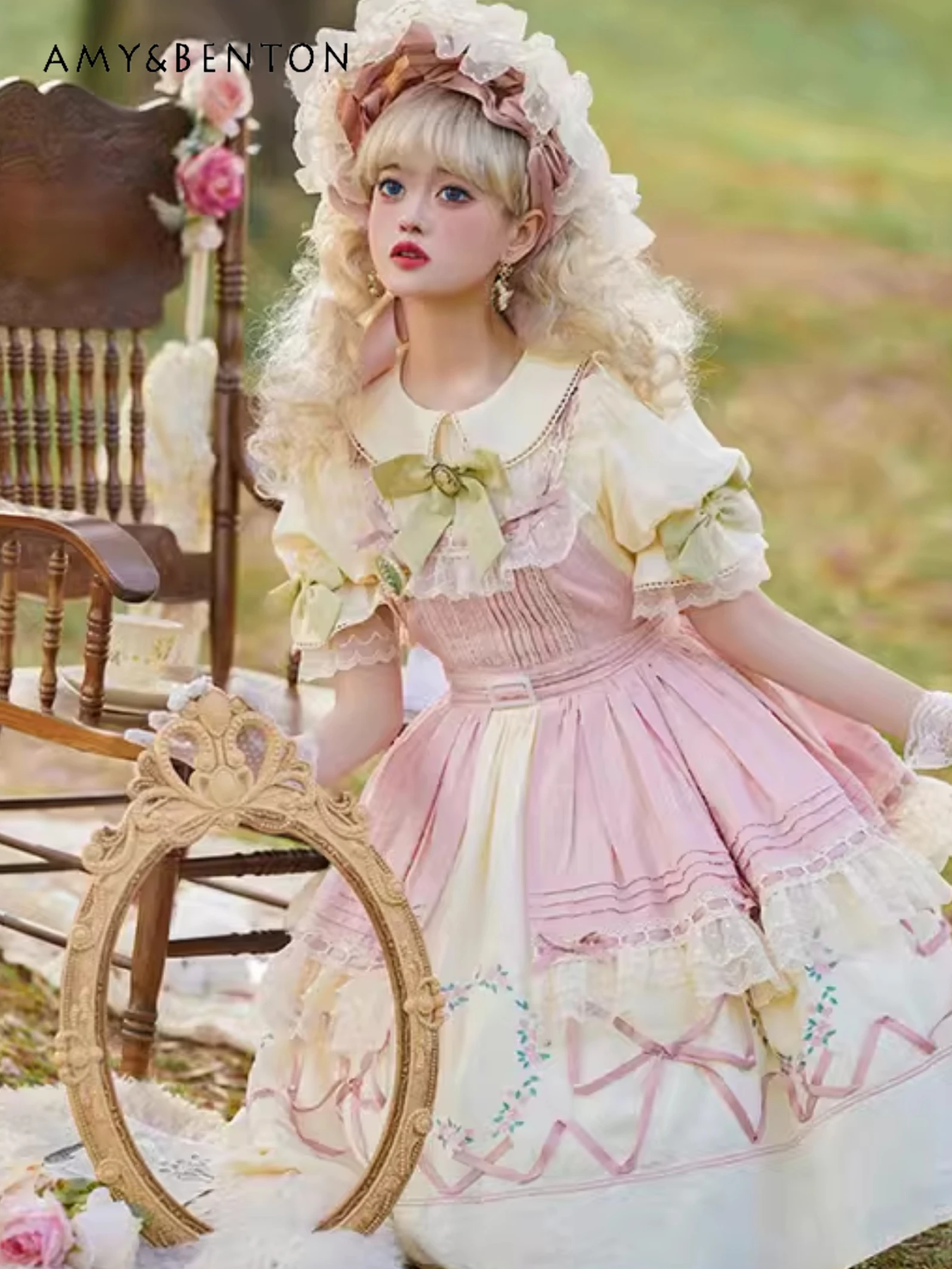 Summer French Elegance Lolita Dresses Sweet Cute Doll Collar Bow Slim Dress for Women Kawaii Patchwork Graceful Ball Gown Dress
Summer French Elegance Lolita Dresses Sweet Cute Doll Collar Bow Slim Dress for Women Kawaii Patchwork Graceful Ball Gown Dress