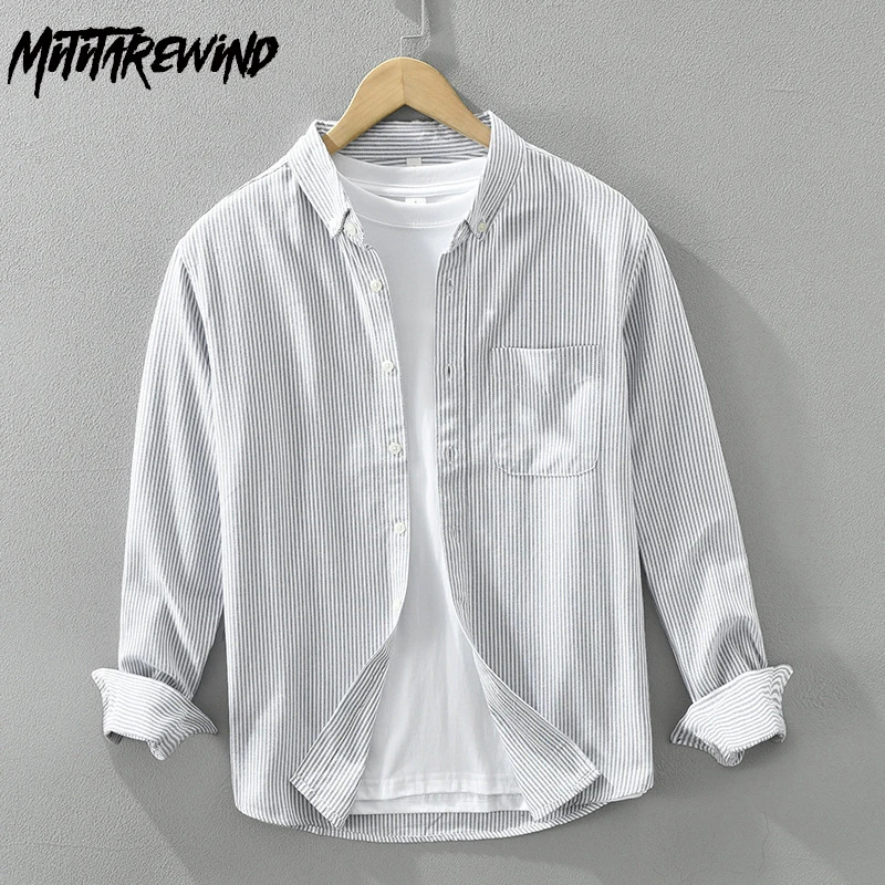 New Striped Shirts Men Korean Style Long Sleeve Shirt Casual Lapel Pocket Pure Cotton Shirt Spring Summer Simple Men Clothing
New Striped Shirts Men Korean Style Long Sleeve Shirt Casual Lapel Pocket Pure Cotton Shirt Spring Summer Simple Men Clothing