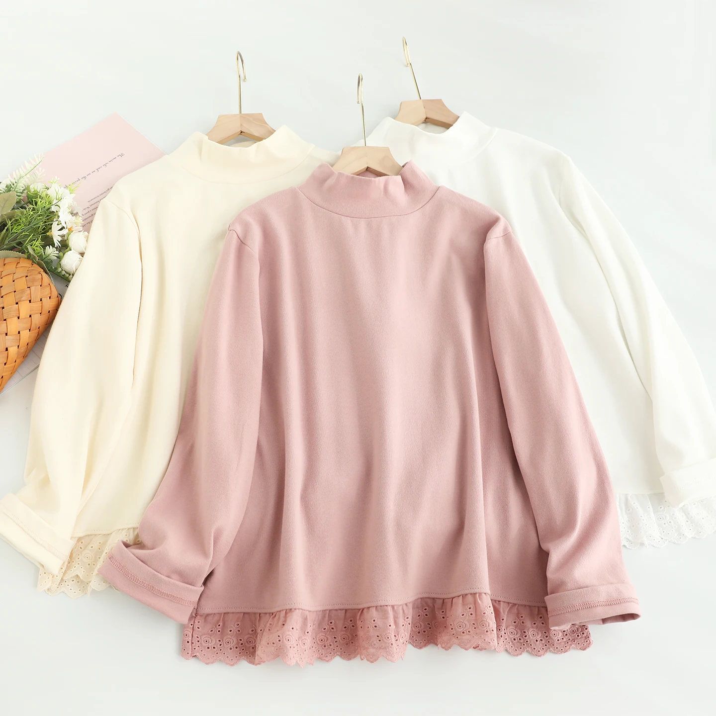 Japanese Sweet Mori Girl Solid Color Cotton T-Shirts Women Autumn New High Neck Long Sleeve Casual Loose Pullover Tops
Japanese Sweet Mori Girl Solid Color Cotton T-Shirts Women Autumn New High Neck Long Sleeve Casual Loose Pullover Tops