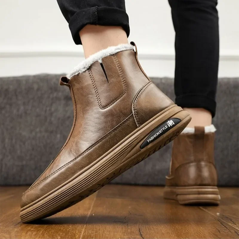 Men's Winter Fleece Lined Thickened Leather Fur Snow Boots High Top Zipper Fashion Warm Anti Slip Waterproof Korean Style
Men's Winter Fleece Lined Thickened Leather Fur Snow Boots High Top Zipper Fashion Warm Anti Slip Waterproof Korean Style