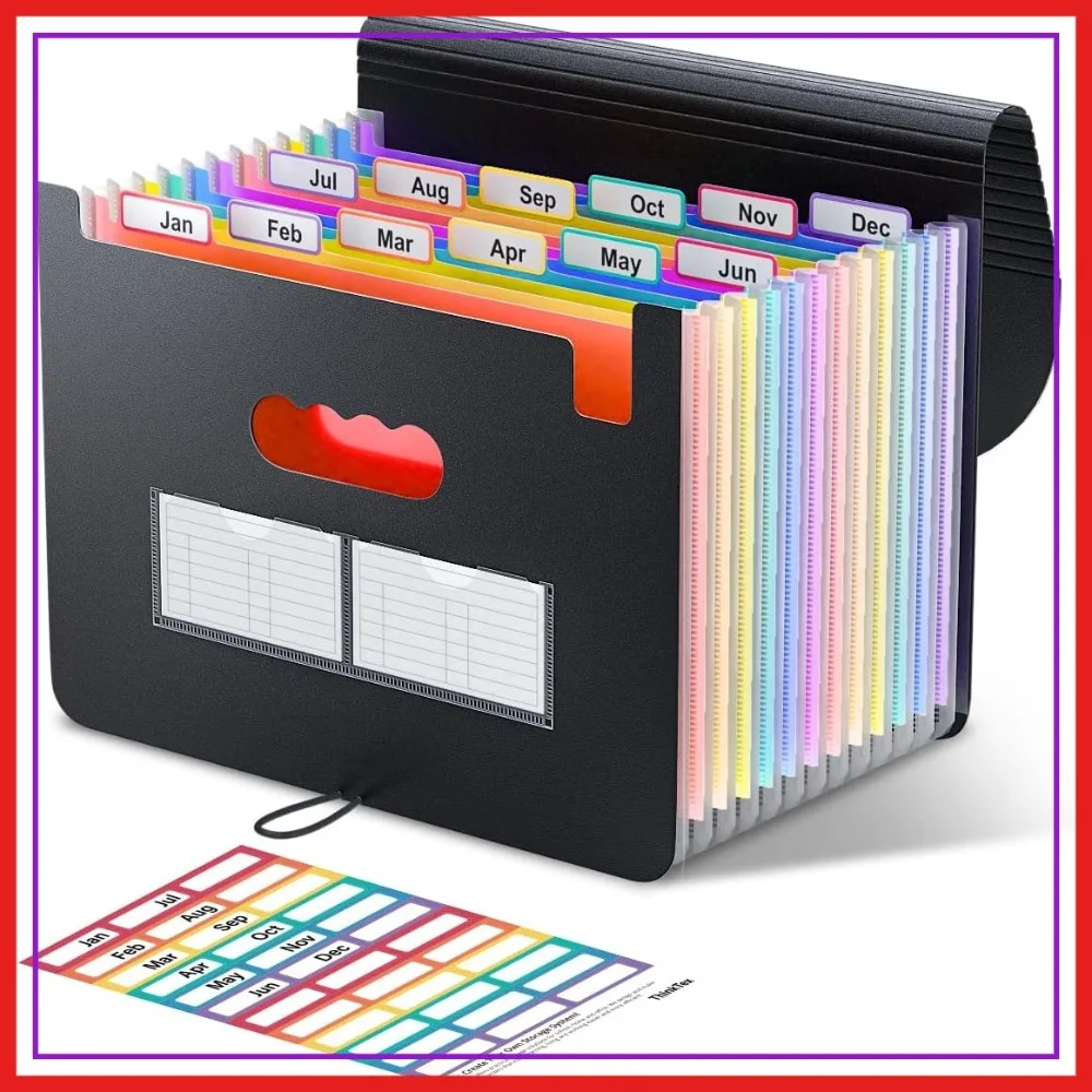 12-Pocket Expanding File Folder, Accordion Organizer for Receipts, Bills & Taxes, Letter/A4, Colorful Tabs, Black
12-Pocket Expanding File Folder, Accordion Organizer for Receipts, Bills & Taxes, Letter/A4, Colorful Tabs, Black