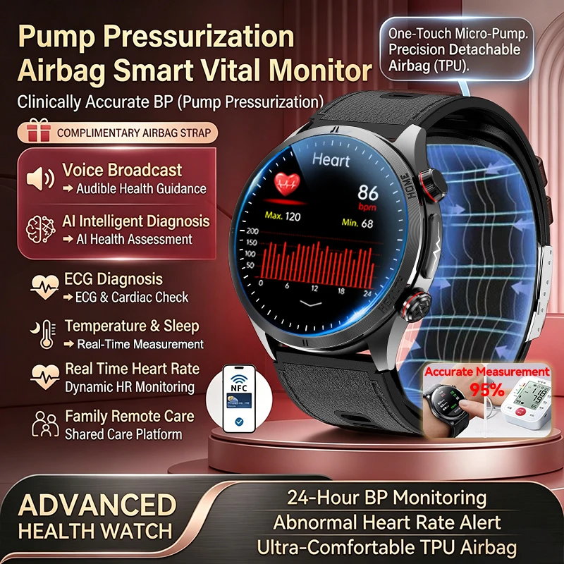 Upgraded Version Airbag Pressurization Accurate Blood Pressure Airbag Smart Watch Man ECG NFC Health Tracking SmartWatches Woman
Upgraded Version Airbag Pressurization Accurate Blood Pressure Airbag Smart Watch Man ECG NFC Health Tracking SmartWatches Woman