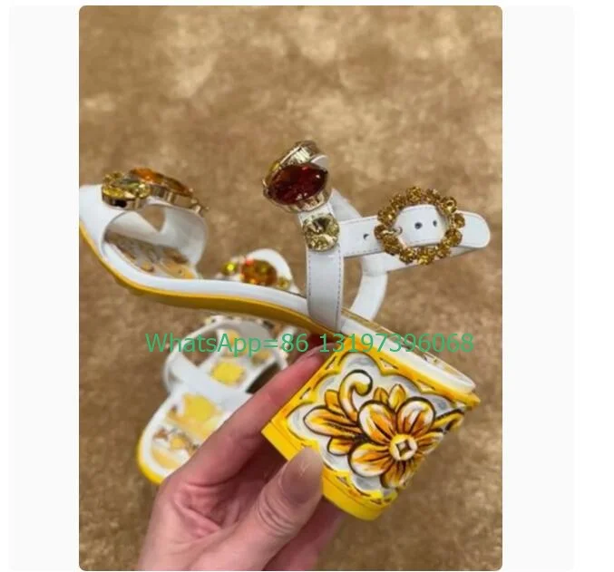 Lady 12cm yellow elegant rhinestone platform sandals chunky heel buckle strap banquet colorful printed demand pumps size 35-43
Lady 12cm yellow elegant rhinestone platform sandals chunky heel buckle strap banquet colorful printed demand pumps size 35-43
