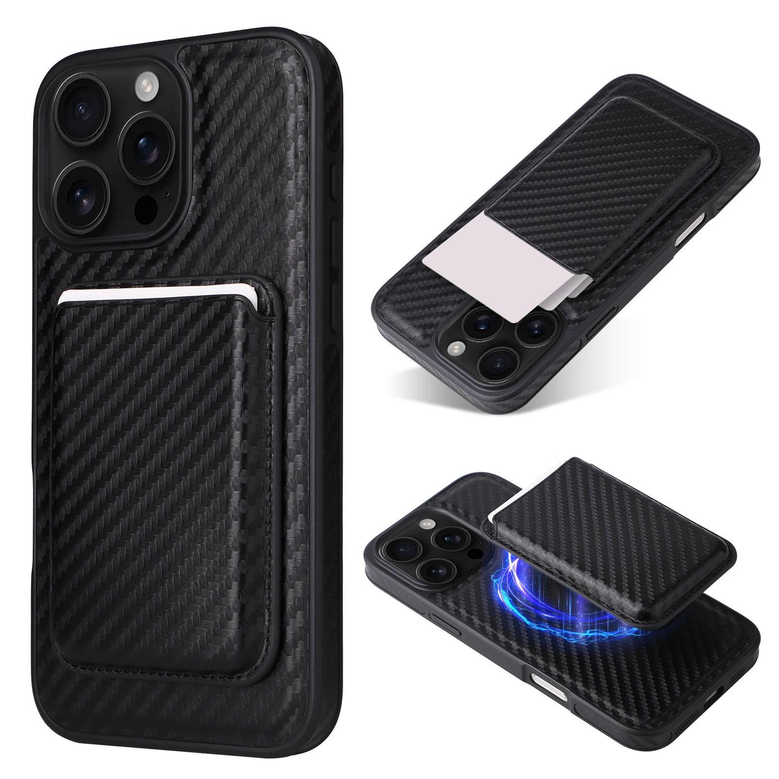 2-in-1 Luxury Carbon Fiber Leather Magnetic MagSafe Case for iPhone 16ProMax 16E 16Plus 15/14/13 Magnetic Card Holder included
2-in-1 Luxury Carbon Fiber Leather Magnetic MagSafe Case for iPhone 16ProMax 16E 16Plus 15/14/13 Magnetic Card Holder included