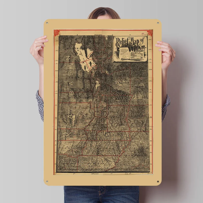 Utah Relief Map 1895 Metal Poster Custom Wall Art Retro Vintage Tinplate Signs for Man Cave Decoration Living Room Accessories
Utah Relief Map 1895 Metal Poster Custom Wall Art Retro Vintage Tinplate Signs for Man Cave Decoration Living Room Accessories