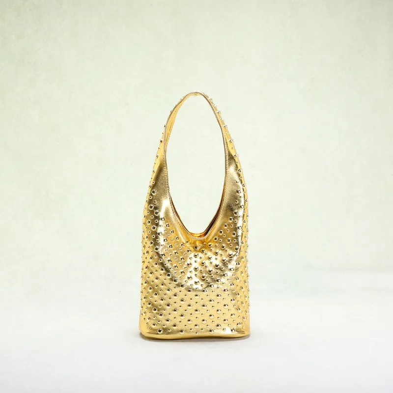 New Gothic Rivet Bucket Bag Women's Punk Style PU Underarm Bags Fashionable Gold Shoulder Bags Cool Harajuku Ladies Hand Bags
New Gothic Rivet Bucket Bag Women's Punk Style PU Underarm Bags Fashionable Gold Shoulder Bags Cool Harajuku Ladies Hand Bags