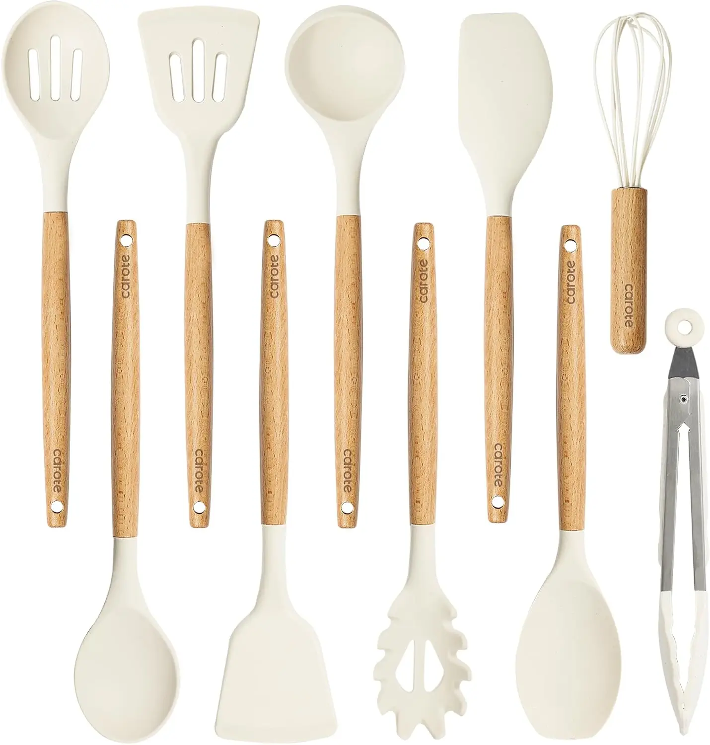 Silicone Cooking Utensils Set, Kitchen Utensils Set 10 Pcs for cooking, BPA Free Spatula Set with Heat Resistant Wood Handles for Nonstick Cookware (Cream White)
Silicone Cooking Utensils Set, Kitchen Utensils Set 10 Pcs for cooking, BPA Free Spatula Set with Heat Resistant Wood Handles for Nonstick Cookware (Cream White)