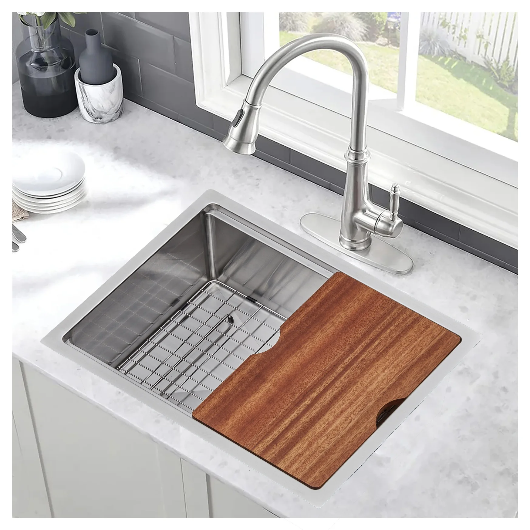 25x18 Inch Premium Handcrafted Kitchen Sink with Durable Bottom Grid & Efficient Drainage System
25x18 Inch Premium Handcrafted Kitchen Sink with Durable Bottom Grid & Efficient Drainage System