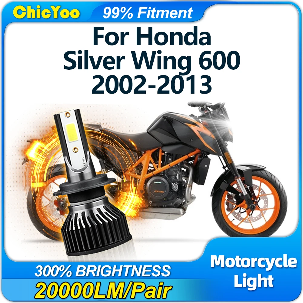 20000LM Motorcycle LED Headlight 120W Moto Light Bulb 6000K White For Honda Silver Wing 600 2002-2008 2009 2010 2011 2012 2013
20000LM Motorcycle LED Headlight 120W Moto Light Bulb 6000K White For Honda Silver Wing 600 2002-2008 2009 2010 2011 2012 2013