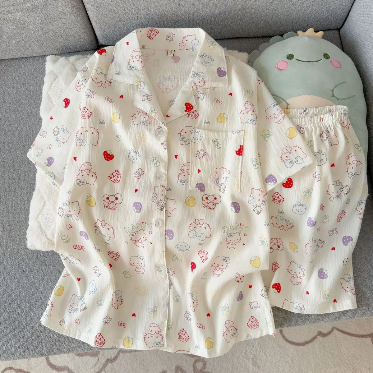 Sanrio Hello Kitty Pyjamas Set Lady Pajamas Short Sleeve Shorts Sleepwear Summer Nightwear Cute Pijama Cloud Cotton Home Clothes
Sanrio Hello Kitty Pyjamas Set Lady Pajamas Short Sleeve Shorts Sleepwear Summer Nightwear Cute Pijama Cloud Cotton Home Clothes