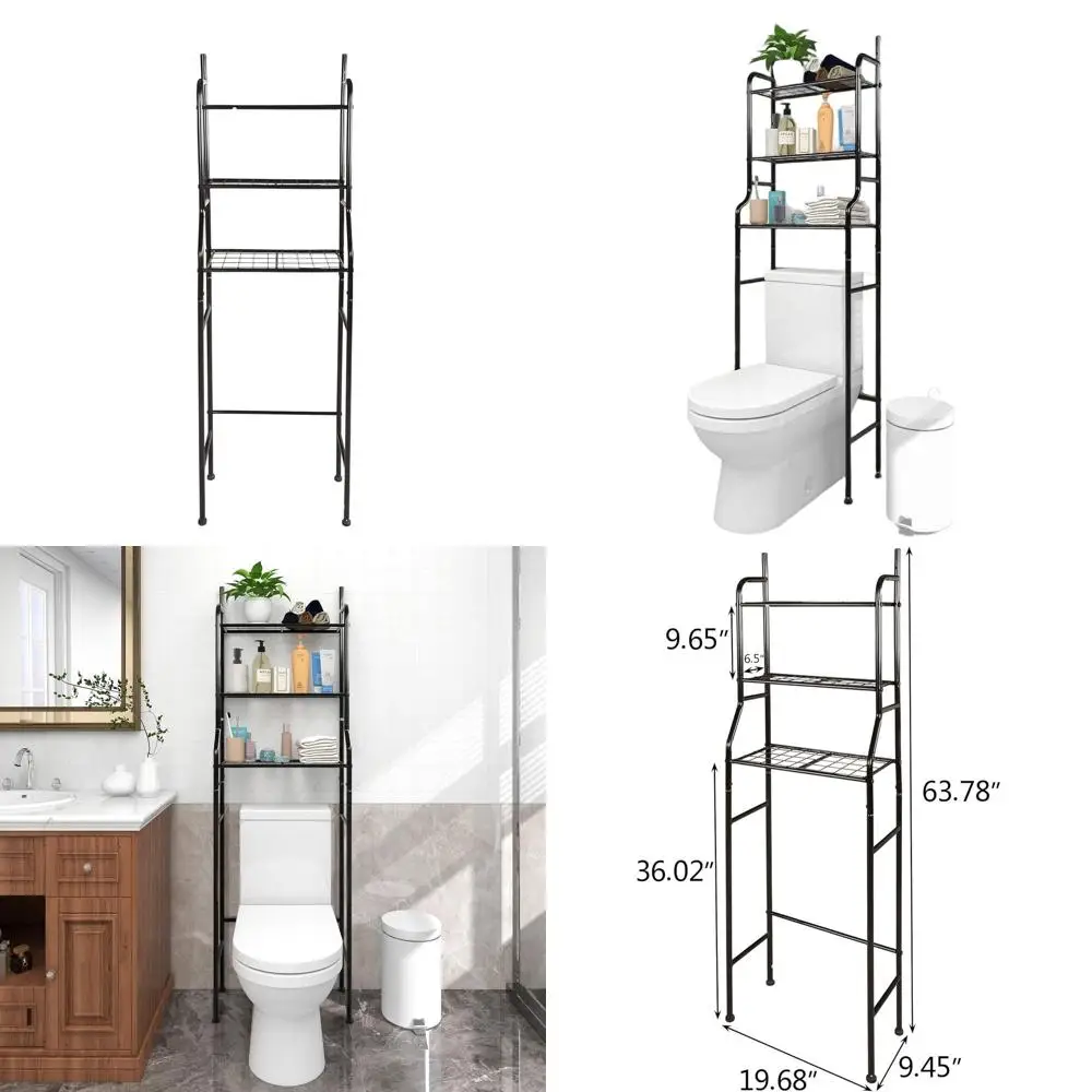 Over-the-Door 3-Tier Toilet Storage Rack, Space-Saving Corner Stand Organizer, Black
Over-the-Door 3-Tier Toilet Storage Rack, Space-Saving Corner Stand Organizer, Black