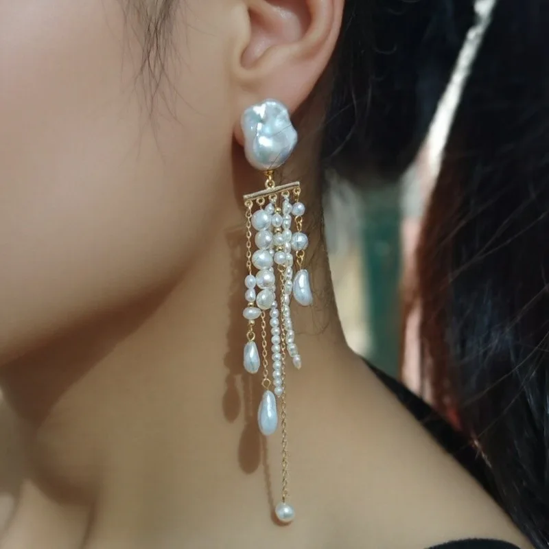Natural White Freshwater Baroque Pearl Tassel Earrings, Sweet Earrings, Ear Clip Luxury Designer Jewelry Valentines Day Earrings
Natural White Freshwater Baroque Pearl Tassel Earrings, Sweet Earrings, Ear Clip Luxury Designer Jewelry Valentines Day Earrings