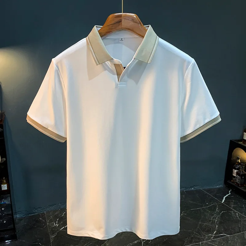 Classic contrasting color V-neck polo shirt for men's 2025 summer new fashion business lapel short sleeved T-shirt
Classic contrasting color V-neck polo shirt for men's 2025 summer new fashion business lapel short sleeved T-shirt