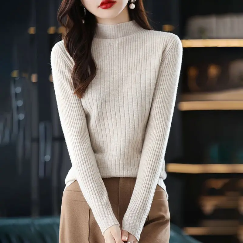 Half High Collar Solid Sweater Women's Pullover Slim Knit Bottoming Shirt Autumn Winter Long Sleeves Casual FemaleTops New YL24
Half High Collar Solid Sweater Women's Pullover Slim Knit Bottoming Shirt Autumn Winter Long Sleeves Casual FemaleTops New YL24