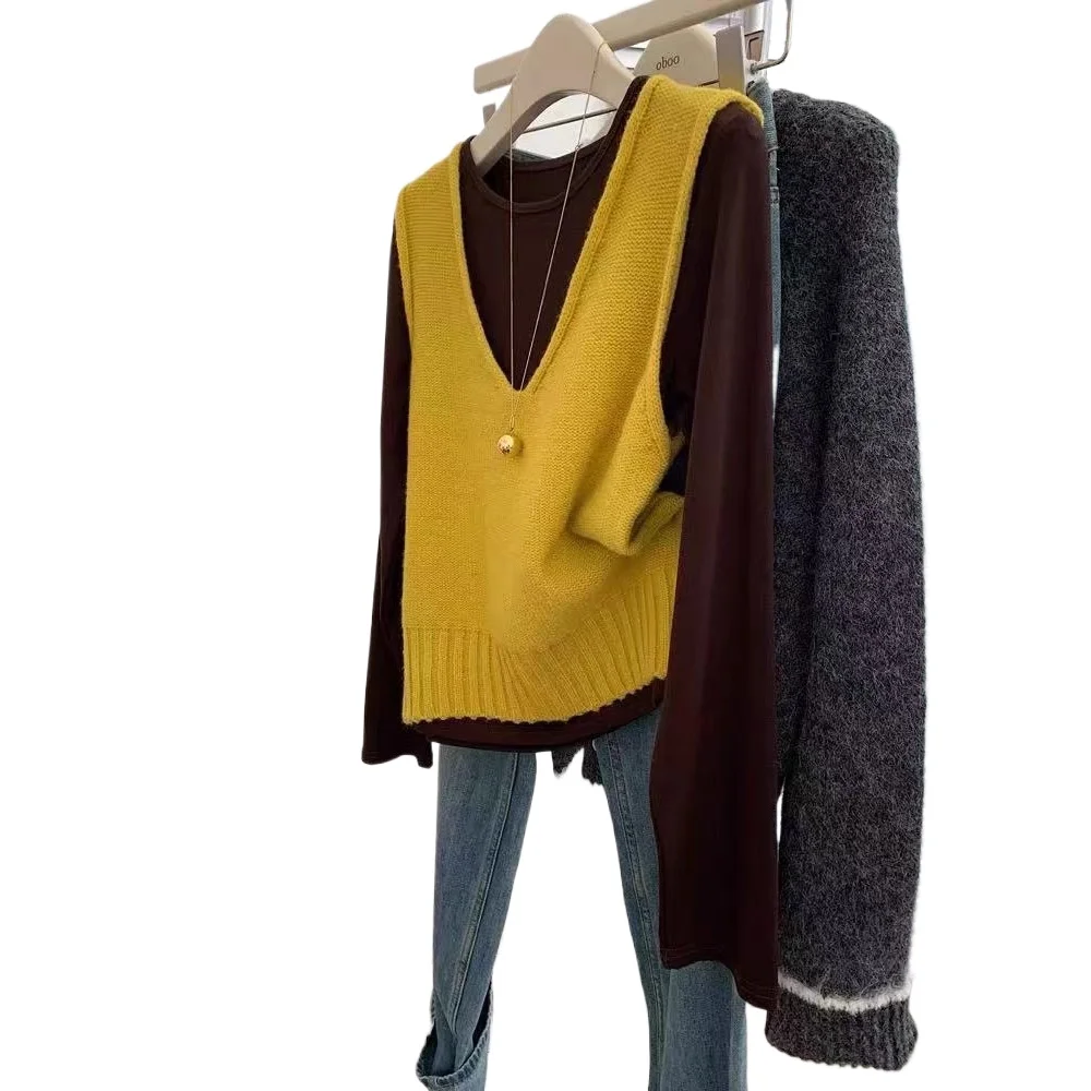 Spring and Summer 2026 New Temperament Two-piece I-shaped Vest Sling Stacked Wear Round Neck Long-sleeved Knitted Women Wear Top
Spring and Summer 2026 New Temperament Two-piece I-shaped Vest Sling Stacked Wear Round Neck Long-sleeved Knitted Women Wear Top