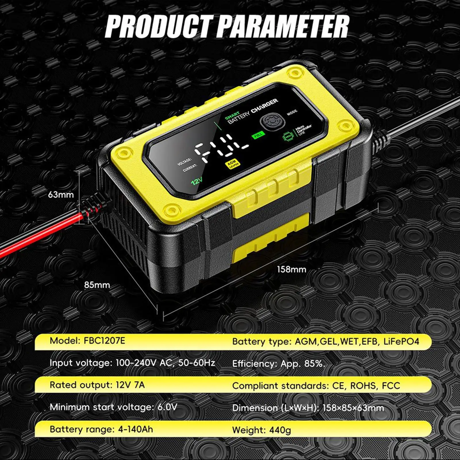 Автомобильное зарядное устройство 12 В 7А, зарядное устройство для грузового аккумулятора, зарядка, надувной гаджет, инструмент для лодки, гаража, грузовика, морского автомобиля, мотоцикла
Автомобильное зарядное устройство 12 В 7А, зарядное устройство для грузового аккумулятора, зарядка, надувной гаджет, инструмент для лодки, гаража, грузовика, морского автомобиля, мотоцикла