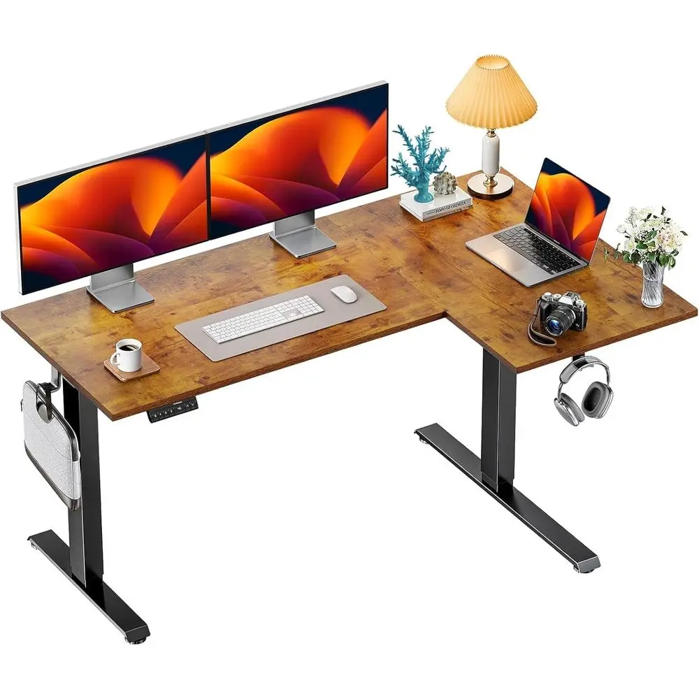 L-Shaped Dual Motor Electric Desk, 63x40, 3 Preset Heights, Vintage Brown
L-Shaped Dual Motor Electric Desk, 63x40, 3 Preset Heights, Vintage Brown