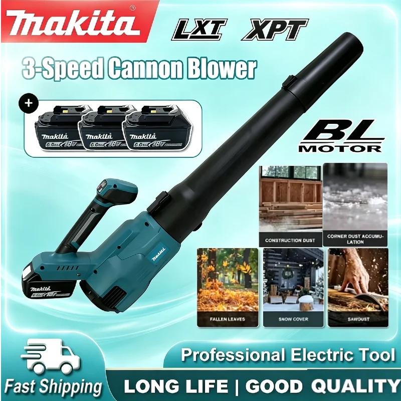 Аккумуляторная воздуходувка Makita 18В, 3-скоростная, для уборки листьев, снега и пыли
Аккумуляторная воздуходувка Makita 18В, 3-скоростная, для уборки листьев, снега и пыли