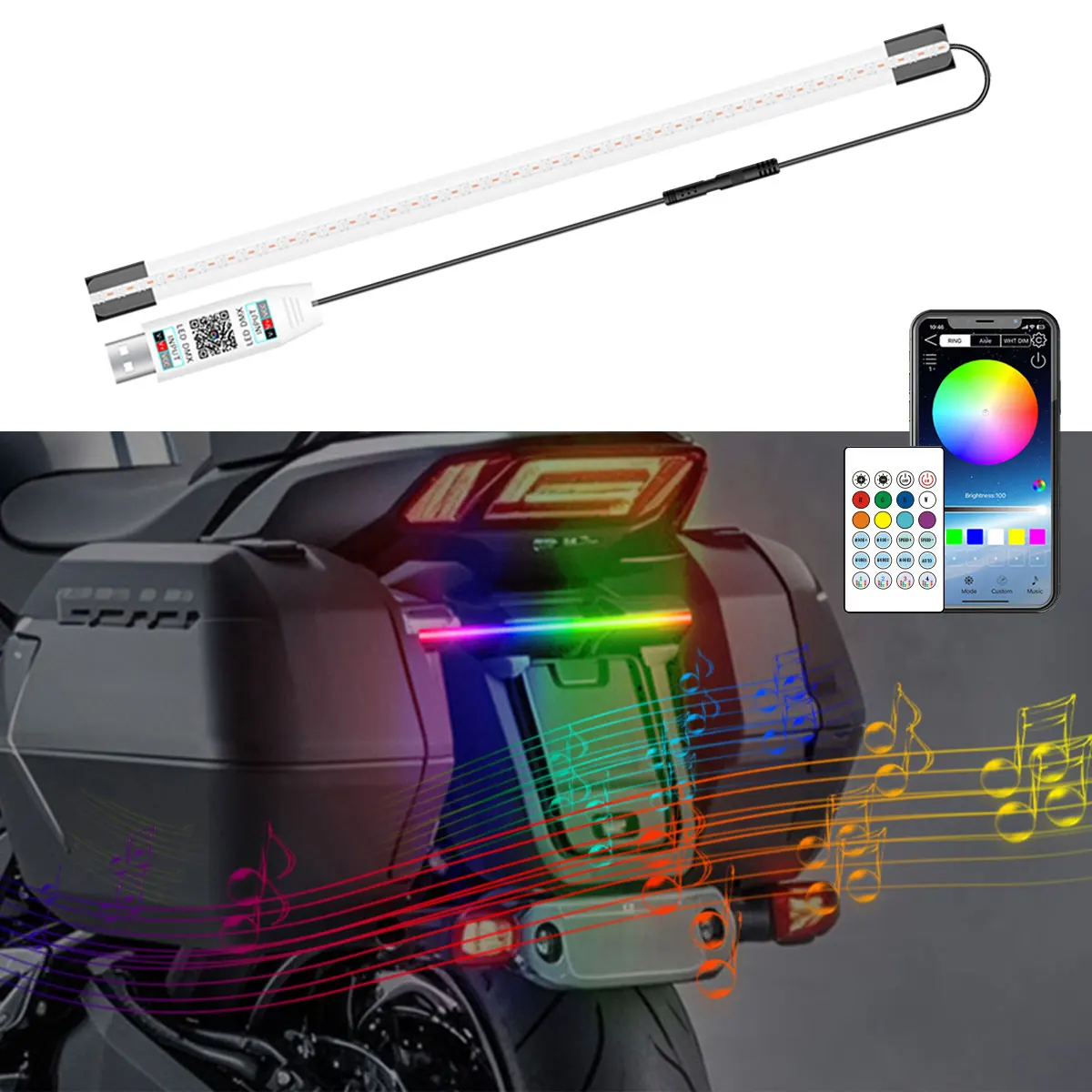 1 шт., задняя светодиодная лента для мотоцикла, DRL, дневные ходовые огни с дистанционным управлением через приложение, красочный струящийся декоративный светильник
1 шт., задняя светодиодная лента для мотоцикла, DRL, дневные ходовые огни с дистанционным управлением через приложение, красочный струящийся декоративный светильник