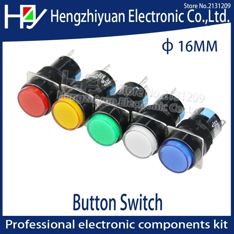 Hzy 16mm DC 6V 12V 24V 220V Push Button Switch Blue Green Red Yellow White lamp Momentary push button auto reset 6.3V
Hzy 16mm DC 6V 12V 24V 220V Push Button Switch Blue Green Red Yellow White lamp Momentary push button auto reset 6.3V