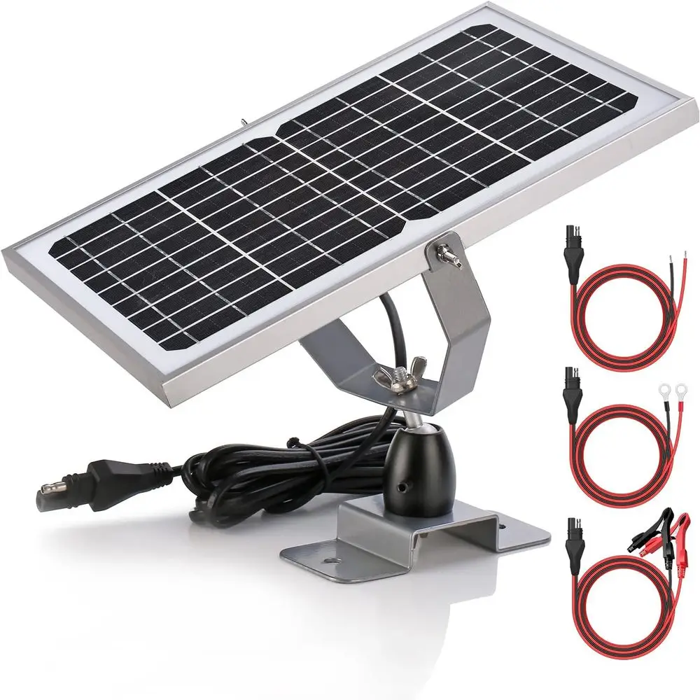 10W 12V Solar Battery Maintainer with Smart MPPT Controller and Adjustable Bracket for Car, Boat, RV, and Marine Applications
10W 12V Solar Battery Maintainer with Smart MPPT Controller and Adjustable Bracket for Car, Boat, RV, and Marine Applications