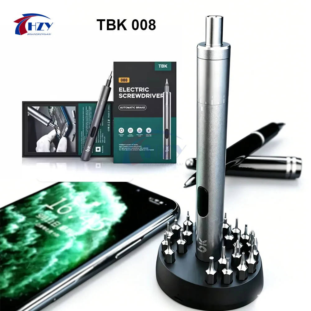 TBK 008 Mini Electric Screwdriver Pen with 24PCS S2 Bits 8-Speed Adjustable Torque Auto Brake for Phone Precision Repair Tools
TBK 008 Mini Electric Screwdriver Pen with 24PCS S2 Bits 8-Speed Adjustable Torque Auto Brake for Phone Precision Repair Tools
