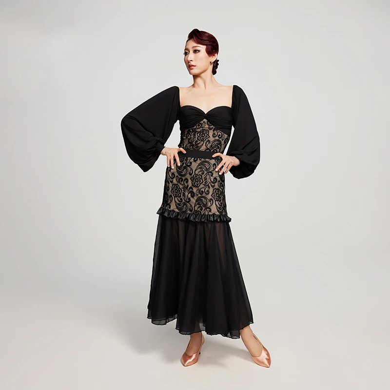 Ladies Waltz Dance Clothes Women Ballroom Dance Performance Costume Black Lace Tops Skirt Adult Practice Wear Split Suit BL16514
Ladies Waltz Dance Clothes Women Ballroom Dance Performance Costume Black Lace Tops Skirt Adult Practice Wear Split Suit BL16514