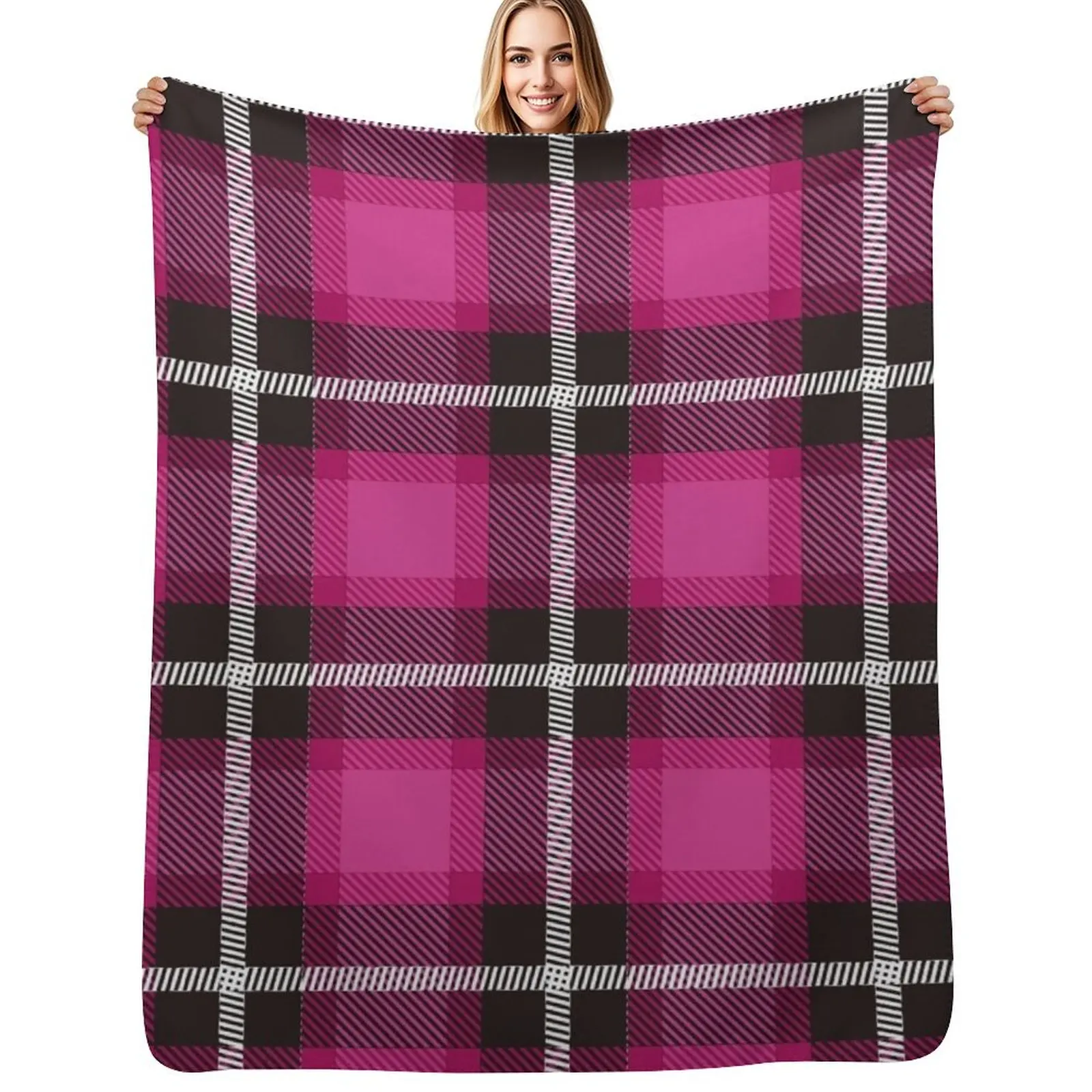 Magenta Plaid Throw Blanket Reusable Durable Soft Blanket for All Seasons
Magenta Plaid Throw Blanket Reusable Durable Soft Blanket for All Seasons