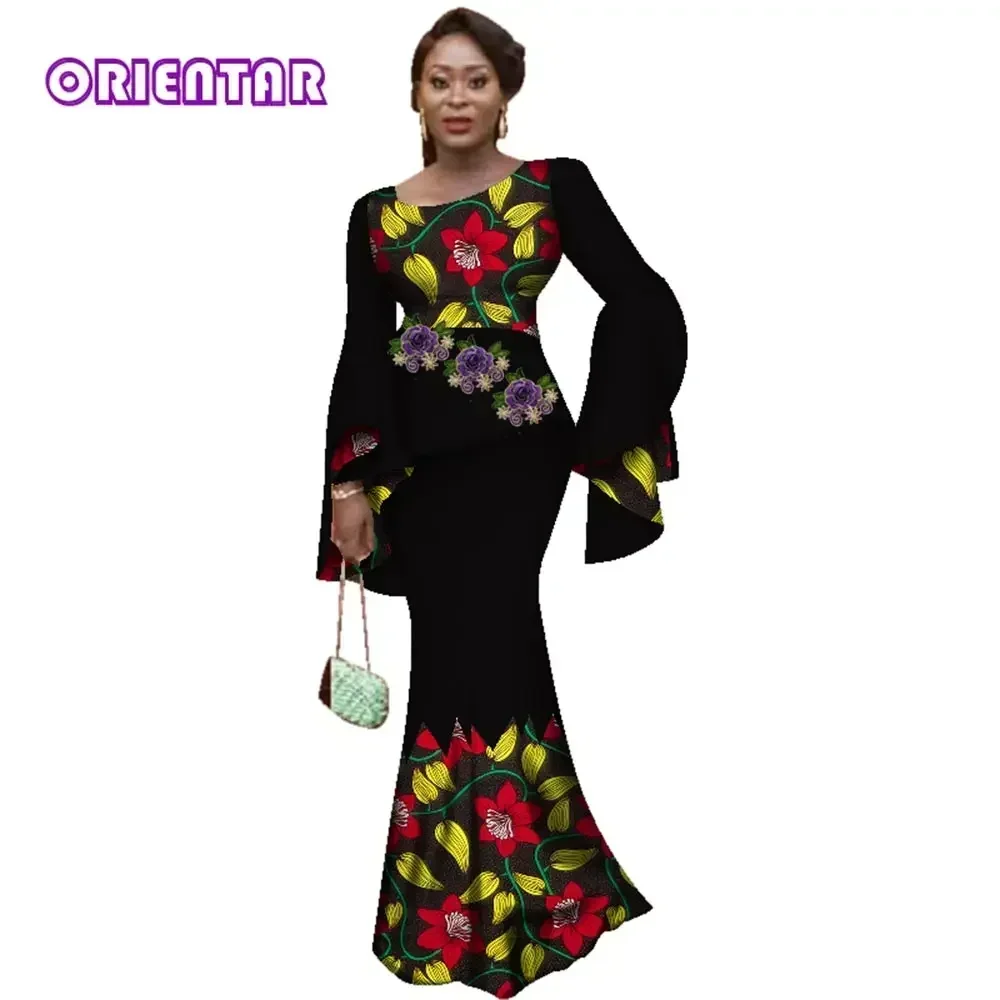African Women Traditional Outfit Applique Bazin Riche Africa Print Clothing Flare Sleeve Top and Skirts Female Skirt suit WY3075
African Women Traditional Outfit Applique Bazin Riche Africa Print Clothing Flare Sleeve Top and Skirts Female Skirt suit WY3075