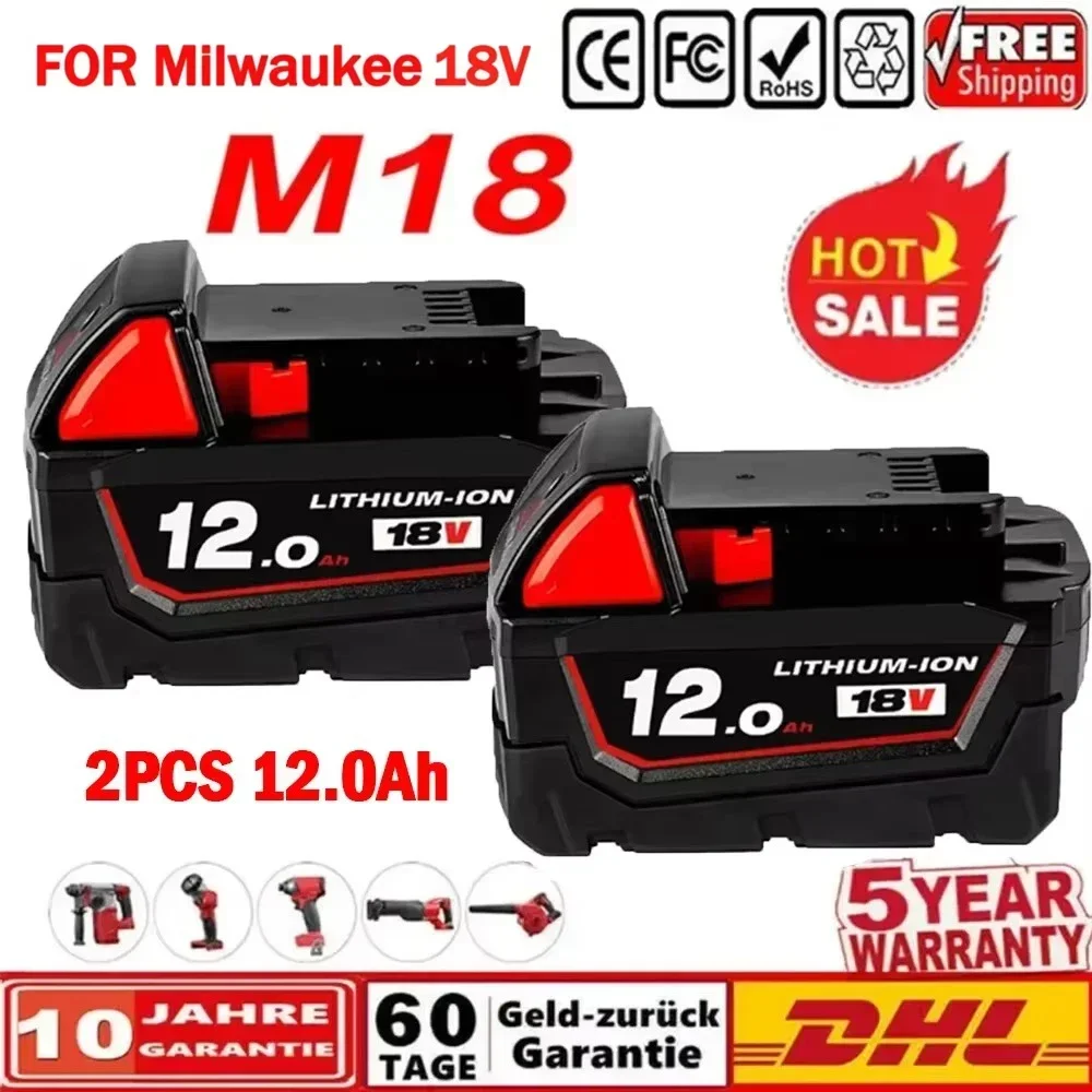 New for Milwaukee 18V 12000mAh Apply To M18 48-11-1815 48-11-1850 2646-20 2642-21ct Replacement Lithium Battery for Milwaukee
New for Milwaukee 18V 12000mAh Apply To M18 48-11-1815 48-11-1850 2646-20 2642-21ct Replacement Lithium Battery for Milwaukee