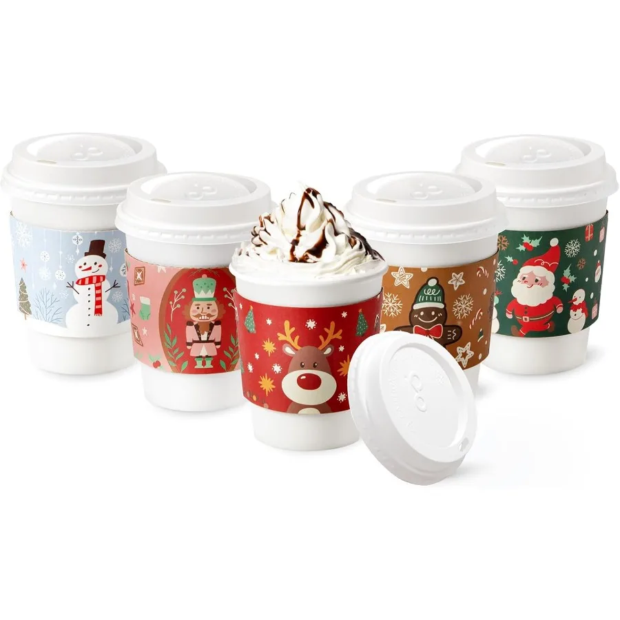 50 упаковок, 12 унций, рождественские одноразовые кофейные чашки с крышками и рукавами для праздничных мероприятий, герметичные контейнеры для горячих напитков ToGo
50 упаковок, 12 унций, рождественские одноразовые кофейные чашки с крышками и рукавами для праздничных мероприятий, герметичные контейнеры для горячих напитков ToGo