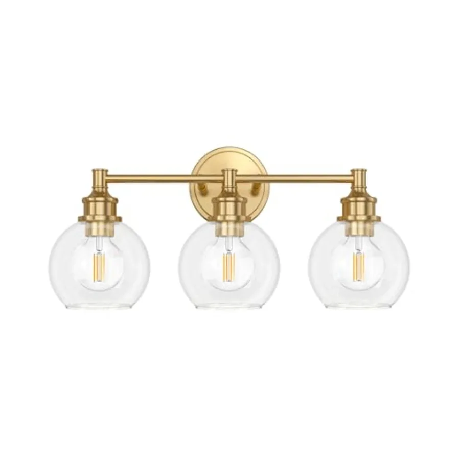 Bathroom Light Fixtures 3-Light Brushed Gold Vanity Light Globe Glass Shades Bathroom Lighting Fixtures Over Mirror Wall Sconce
Bathroom Light Fixtures 3-Light Brushed Gold Vanity Light Globe Glass Shades Bathroom Lighting Fixtures Over Mirror Wall Sconce