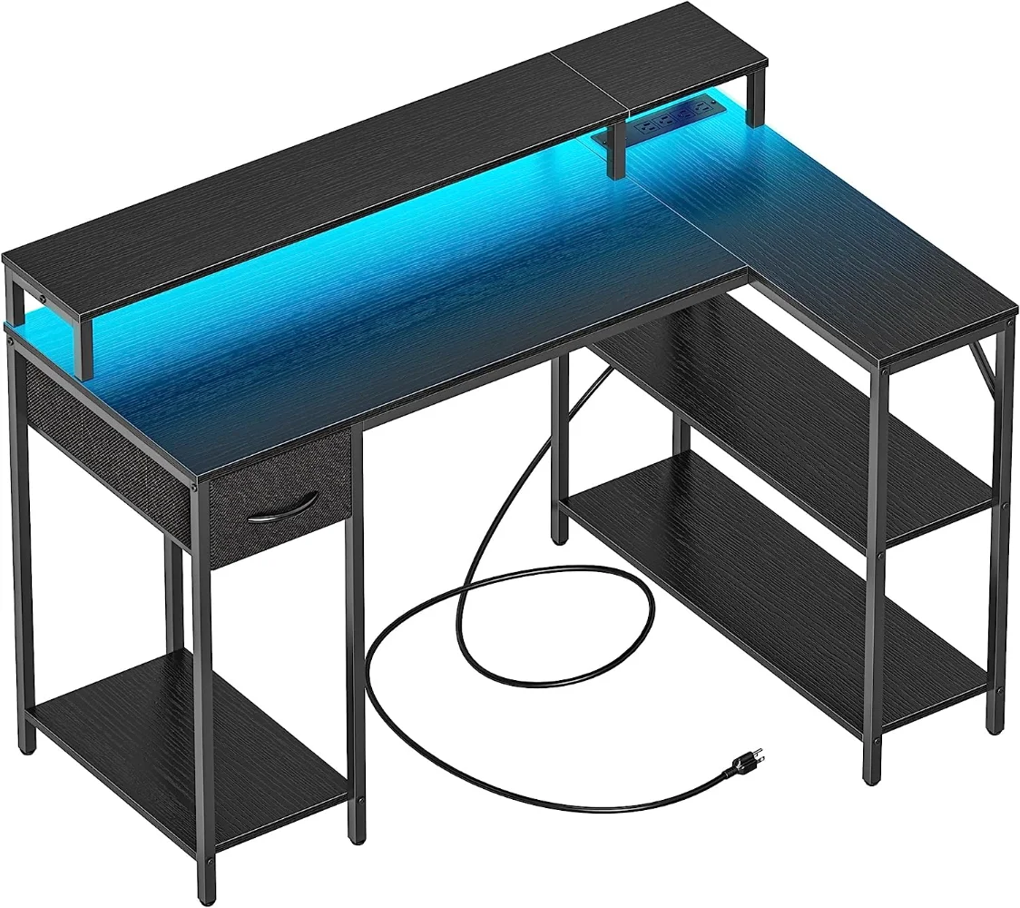 SUPERJARE L Shaped Gaming Desk with LED Lights & Power Outlets, Reversible Computer Desk with Storage Shelves
SUPERJARE L Shaped Gaming Desk with LED Lights & Power Outlets, Reversible Computer Desk with Storage Shelves