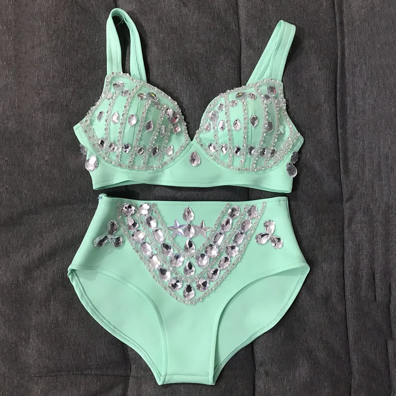 Fluorescent Green Pink Rhinestones Bikini Pole Dance Costume Sexy DJ Dancer Nightclub Bar Stage Wear Crystal Bra Shorts 2 Pieces
Fluorescent Green Pink Rhinestones Bikini Pole Dance Costume Sexy DJ Dancer Nightclub Bar Stage Wear Crystal Bra Shorts 2 Pieces