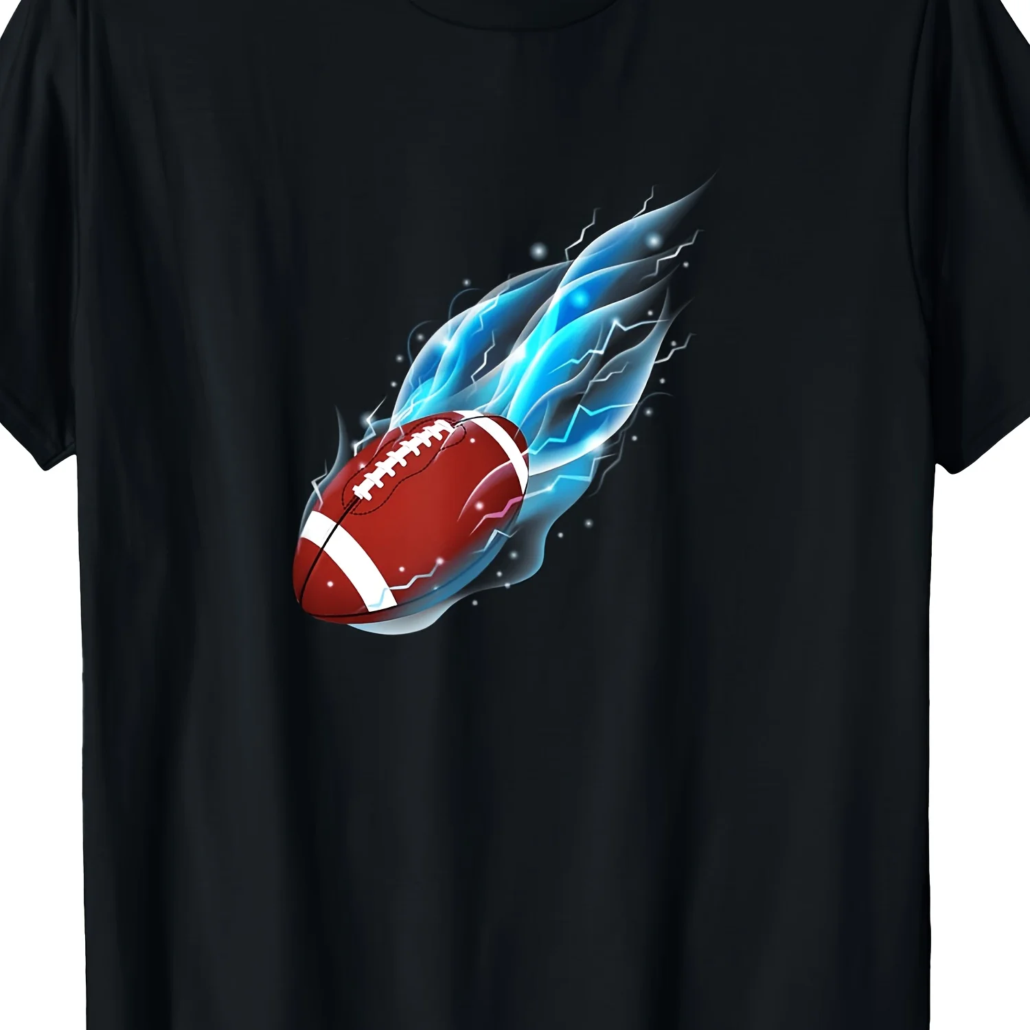 Men's Heavyweight 180Gsm Cotton Rugby T-Shirt - American & Rugby Ball Graphic Print, Breathable Round Neck Casual Fan Apparel, All-Season Comfort Fit for Everyday & Game Day - Black with Blue Lightning
Men's Heavyweight 180Gsm Cotton Rugby T-Shirt - American & Rugby Ball Graphic Print, Breathable Round Neck Casual Fan Apparel, All-Season Comfort Fit for Everyday & Game Day - Black with Blue Lightning