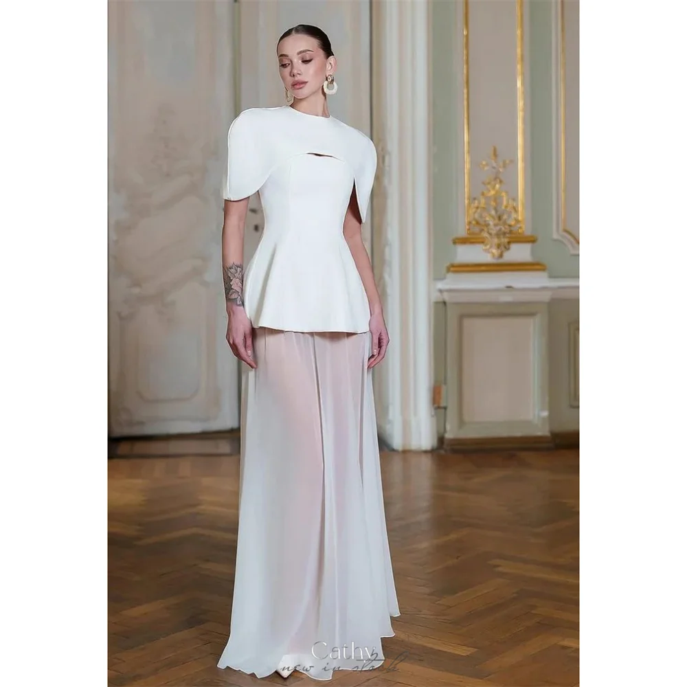 Cathy Customized White Shawl Illusion Prom Dresses Sleeveless Waist Cinching vestidos de noiva Floor-Length Formal Evening 2025
Cathy Customized White Shawl Illusion Prom Dresses Sleeveless Waist Cinching vestidos de noiva Floor-Length Formal Evening 2025