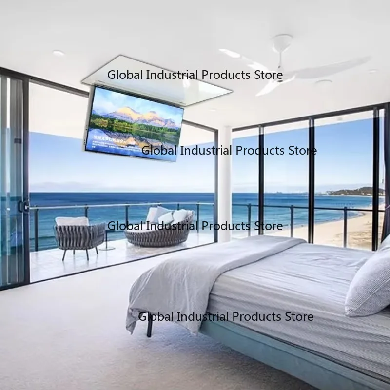 Motorised Modern Steel Ceiling TV Lift with Hidden Flip Down Design and Remote Control