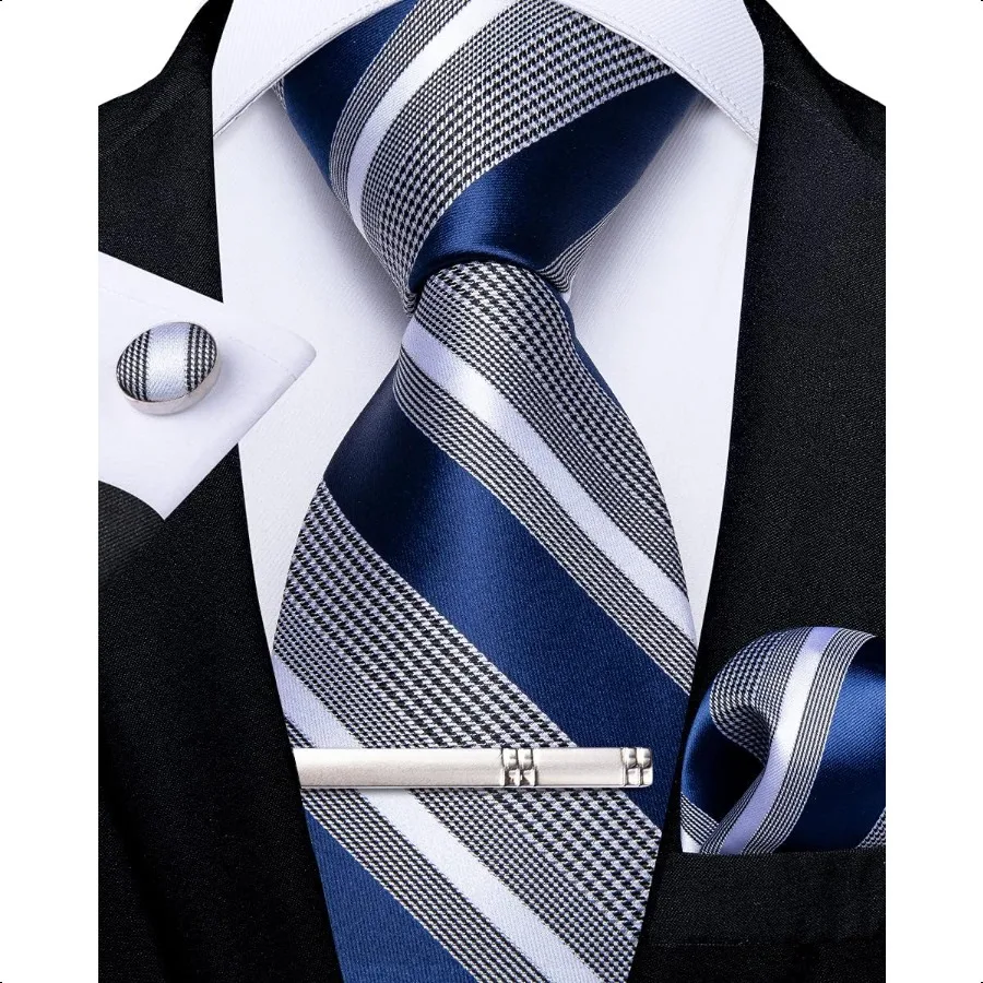 DiBanGu Mens Striped Tie Silk Woven Necktie and Pocket Square Cufflinks Tie Clip Set Wedding Business Formal Gift Tie for Men
DiBanGu Mens Striped Tie Silk Woven Necktie and Pocket Square Cufflinks Tie Clip Set Wedding Business Formal Gift Tie for Men