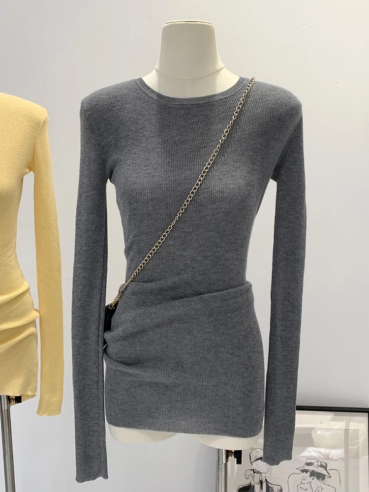 Gray Long Sleeve Knitted Base Shirt Women's Mid-Length Slim Fit Inner Wear Spring Autumn Sexy Commute Style Wool Blend
Gray Long Sleeve Knitted Base Shirt Women's Mid-Length Slim Fit Inner Wear Spring Autumn Sexy Commute Style Wool Blend