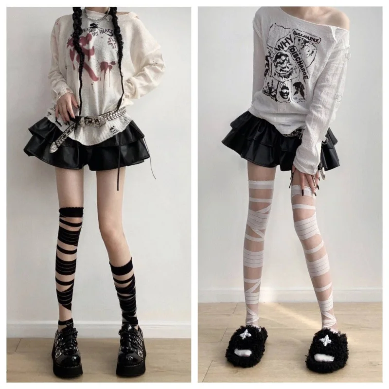 Japanese StyleLolitaBlack and White Bandage Long Tube SilkJKUniform Cross Strap Long Tube Over-the-Knee Stockings
Japanese StyleLolitaBlack and White Bandage Long Tube SilkJKUniform Cross Strap Long Tube Over-the-Knee Stockings