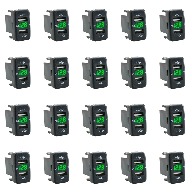20X Car Charger Socket Dual Usb Port Charging Volt Display Adapter Fit For Toyota Green-A02Q
20X Car Charger Socket Dual Usb Port Charging Volt Display Adapter Fit For Toyota Green-A02Q