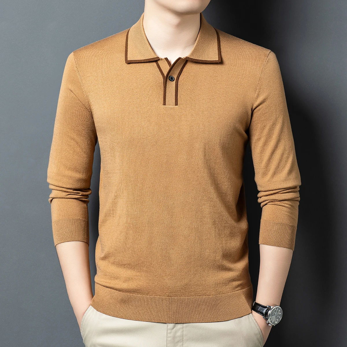 Высокое качество 5,8% трикотаж из шелка шелковицы, осень 2022, мужская трикотажная рубашка поло из козьего кашемира 3,5%, джемпер с длинными рукавами, пуловер, свитера
Высокое качество 5,8% трикотаж из шелка шелковицы, осень 2022, мужская трикотажная рубашка поло из козьего кашемира 3,5%, джемпер с длинными рукавами, пуловер, свитера