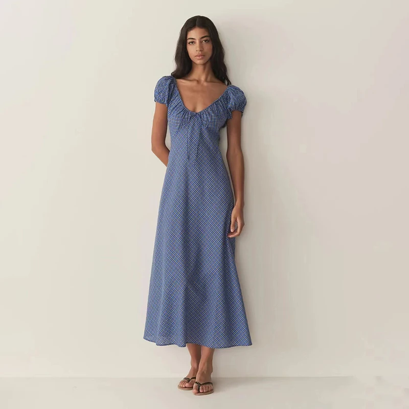 Elegant Blue Backless Bubble Sleeve Short Sleeve High Waist Long Dress Summer New Style Women's Low round Neck Diamond Patter...
Elegant Blue Backless Bubble Sleeve Short Sleeve High Waist Long Dress Summer New Style Women's Low round Neck Diamond Patter...