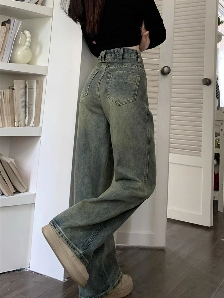 Прямые джинсы с завышенной талией в стиле ретро, женские длинные брюки больших размеров, утягивающие свободные широкие брюки с широкими штанинами в пол... 
Прямые джинсы с завышенной талией в стиле ретро, женские длинные брюки больших размеров, утягивающие свободные широкие брюки с широкими штанинами в пол...