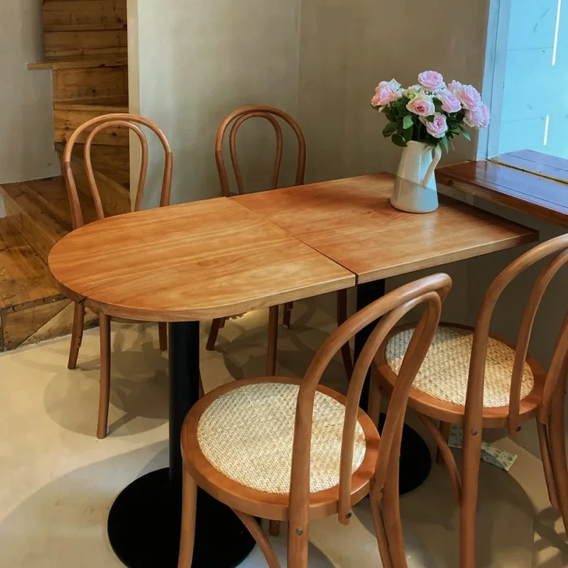 Bread dessert shop solid wood dining table restaurant coffee shop square table semi-round island table and chairs
Bread dessert shop solid wood dining table restaurant coffee shop square table semi-round island table and chairs