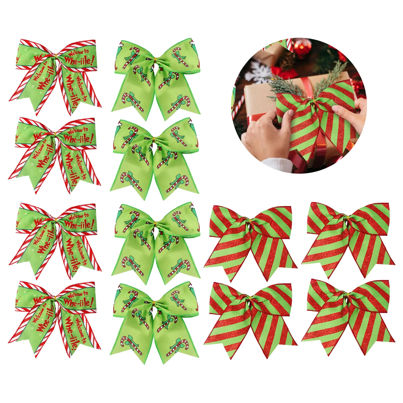12Pcs Christmas Bowknot Decoration Red/Green Xmas Tree Hanging Ornaments for Party Home Garden Yard Holiday DIY Bowknot Decor
12Pcs Christmas Bowknot Decoration Red/Green Xmas Tree Hanging Ornaments for Party Home Garden Yard Holiday DIY Bowknot Decor