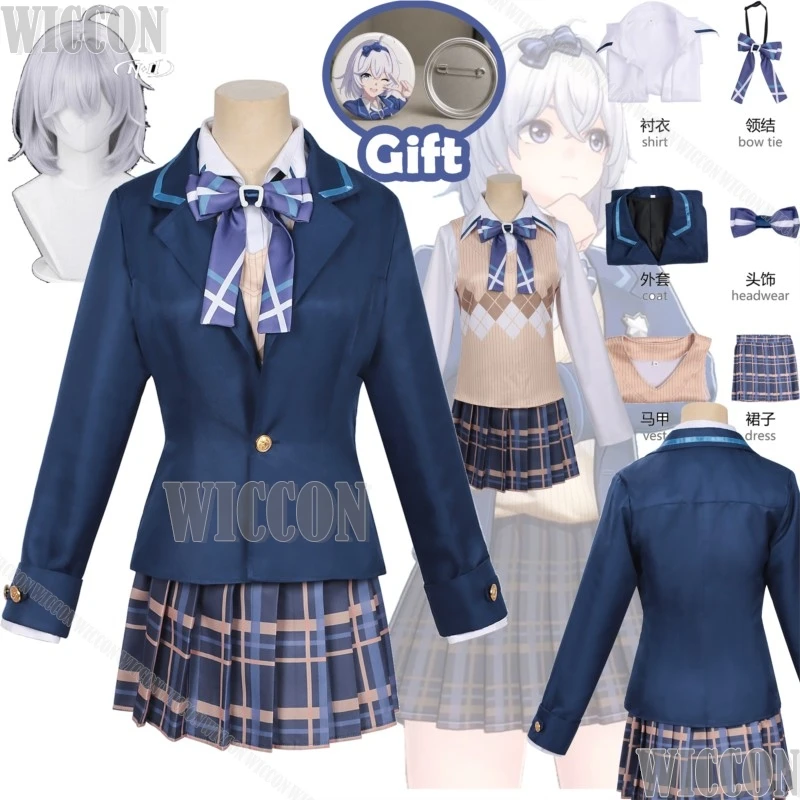 Zero Female Player Neverness to Everness Game Cosplay Costume School Uniform Navy Coat Woman Clothes Silver Wig Halloween Party
Zero Female Player Neverness to Everness Game Cosplay Costume School Uniform Navy Coat Woman Clothes Silver Wig Halloween Party