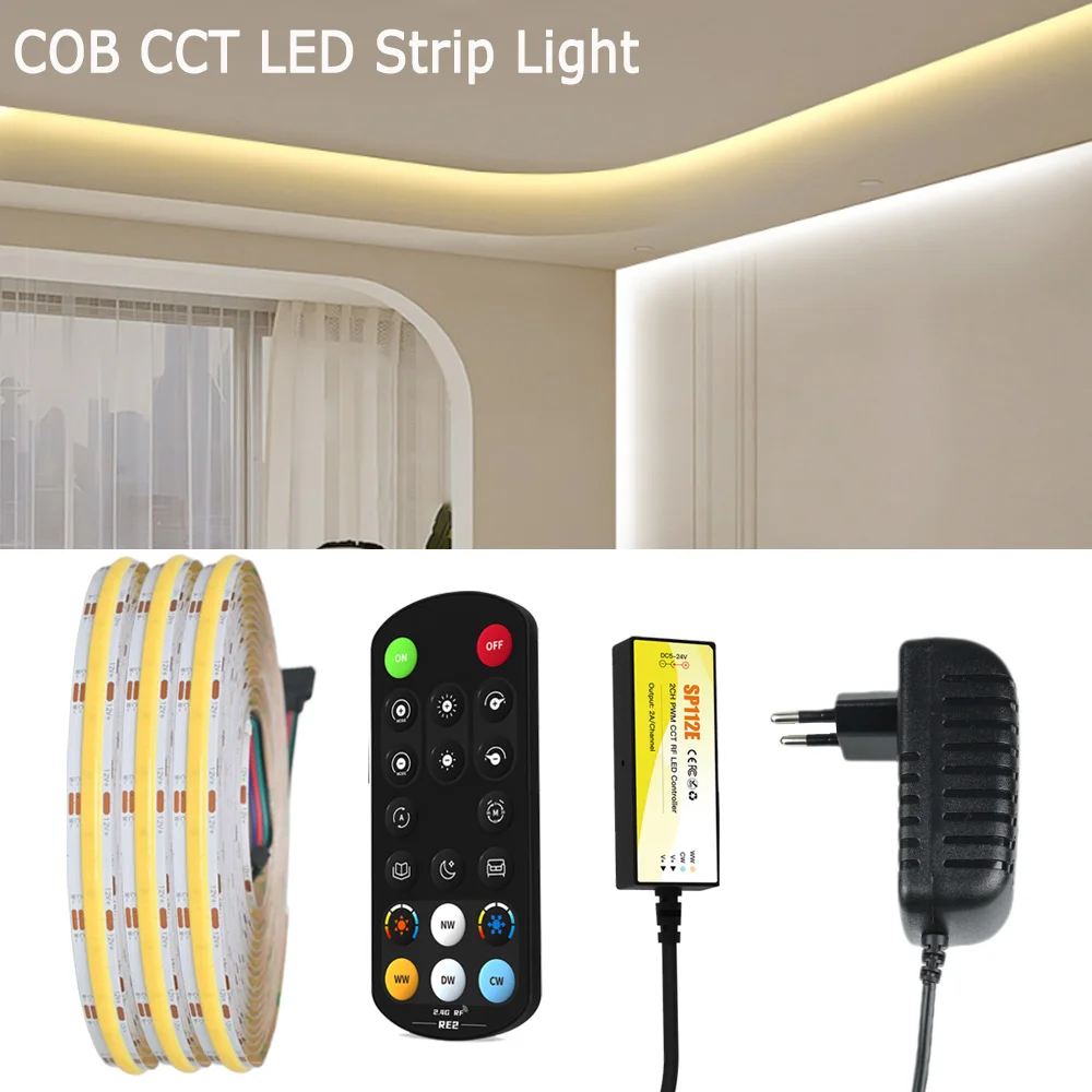 Светодиодная лента COB CCT с дистанционным управлением (12В), 1м, 2м, 3м, 5м, 10м, диммируемая, гибкая, двухцветная (белый), для декора шкафов, столов, комнат, 2700-6500К
Светодиодная лента COB CCT с дистанционным управлением (12В), 1м, 2м, 3м, 5м, 10м, диммируемая, гибкая, двухцветная (белый), для декора шкафов, столов, комнат, 2700-6500К
