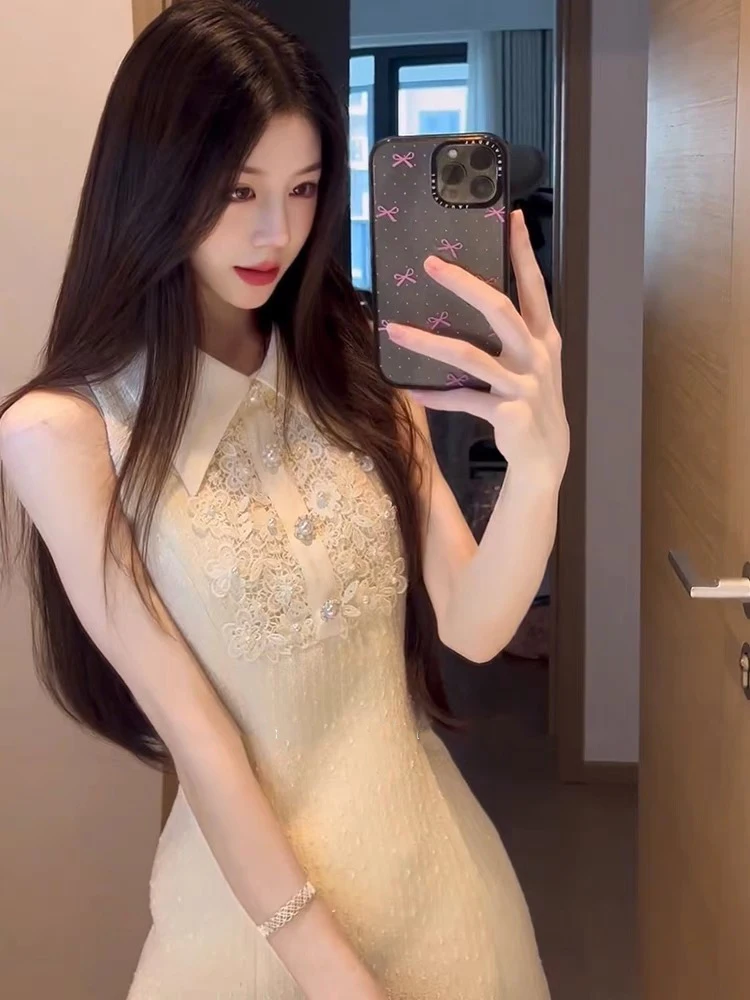 Heavyweight Pearlescent Lace Embroidered Dress High Waist Sleeveless Vest Style Wedding Dress for Women in Summer
Heavyweight Pearlescent Lace Embroidered Dress High Waist Sleeveless Vest Style Wedding Dress for Women in Summer